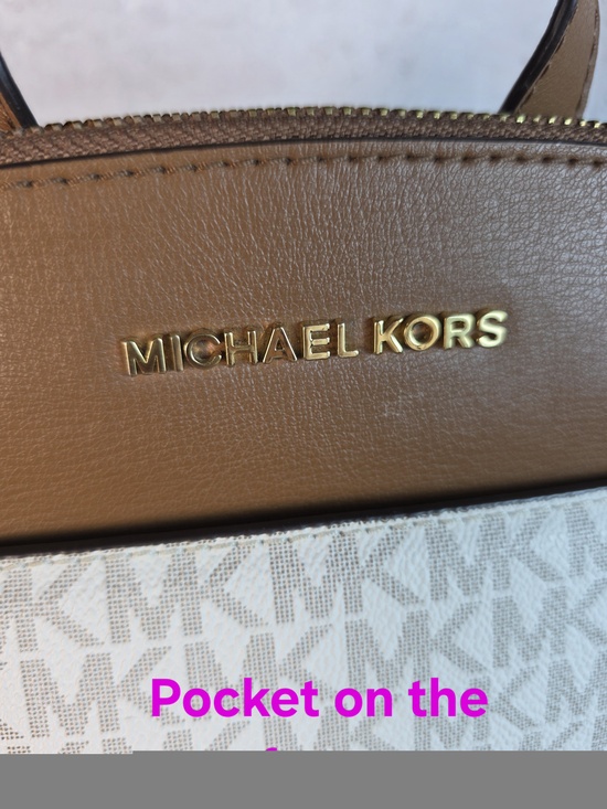 Michael Kors Abbey Erin Signature MK Vanilla Brown Backpack Purse main image 4